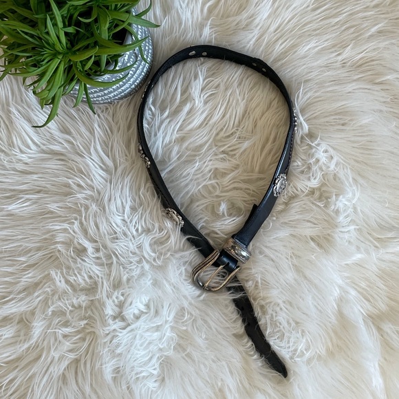 Brighton black leather & silver hardware bee belt - Picture 3 of 7